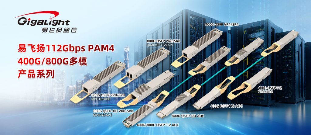 易飞扬推出osfp&qsfp-dd两种封装的800g vr8/sr8、400g vr4/sr4光模块和有源光缆插图1